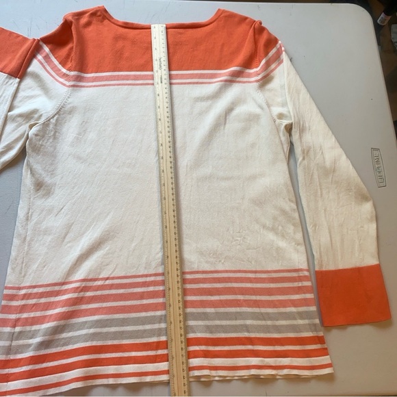 Pendleton Women’s XL Petite Silk Blend Striped Long Sleeve Knit Top Orange Cream - Picture 10 of 11